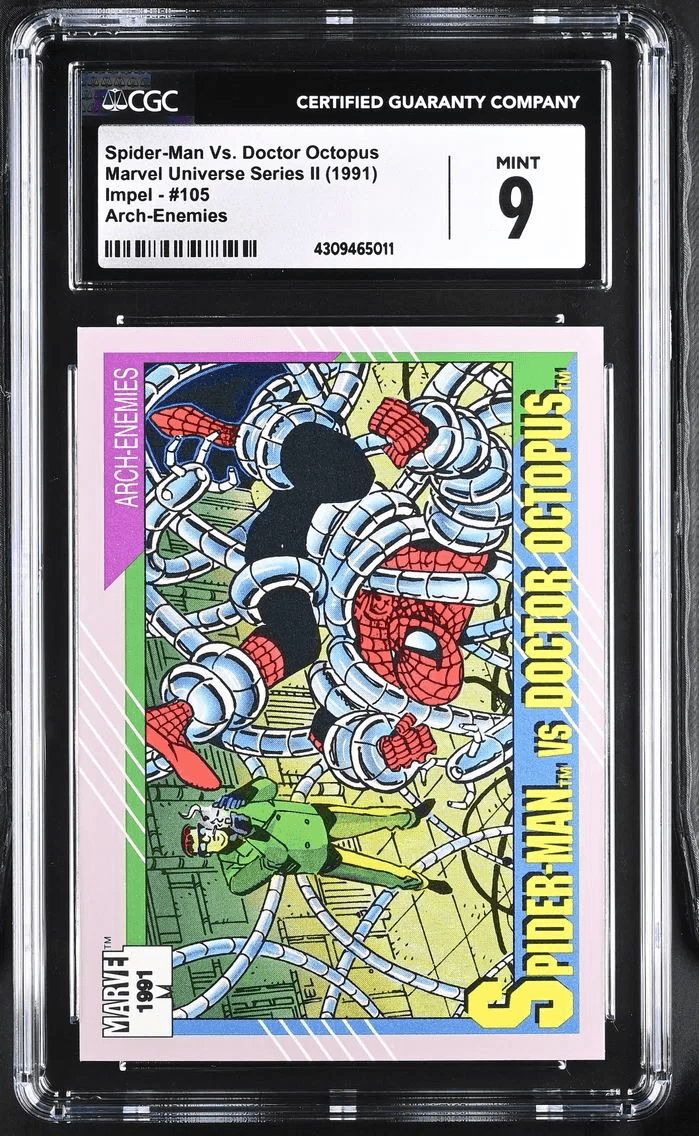 1991 #105 Spider-Man Vs. Doctor Octopus CGC 9 Marvel Universe Series II - English Alternate Grade Comparable