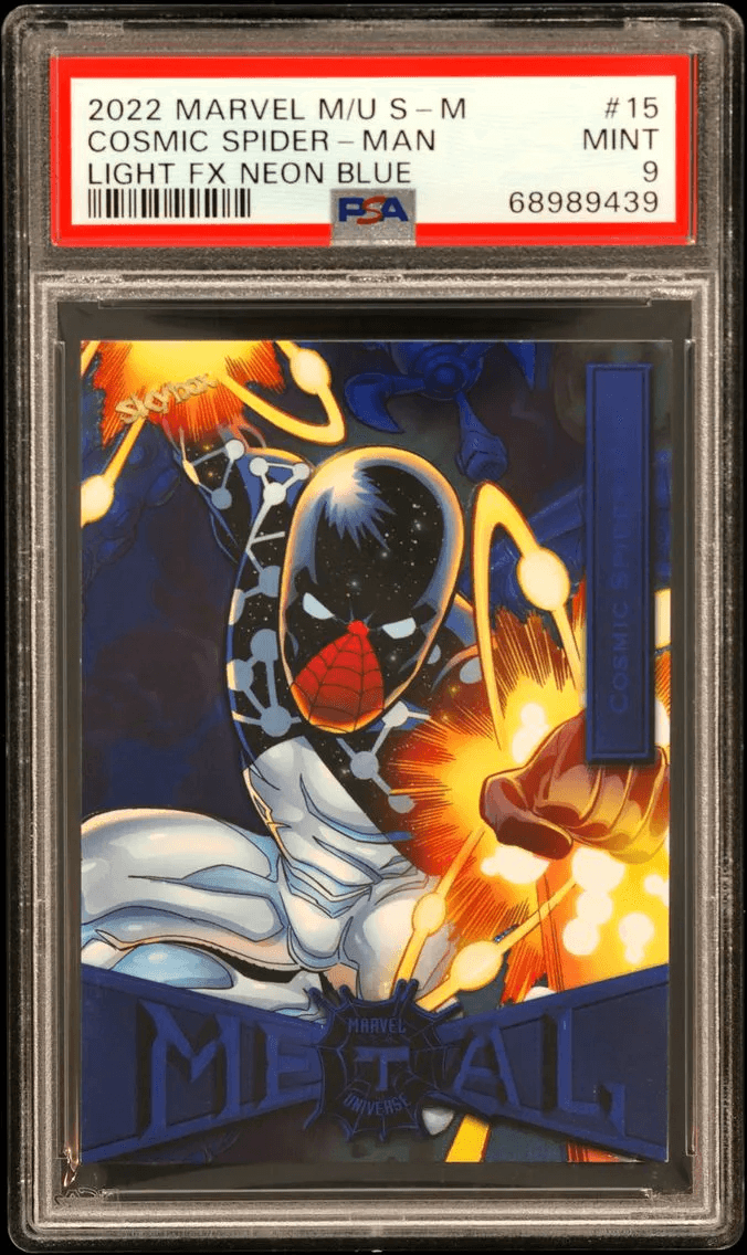 2022 #15 Cosmic Spider-Man PSA 9 Skybox Marvel Metal Universe Spider-Man Market Comparable